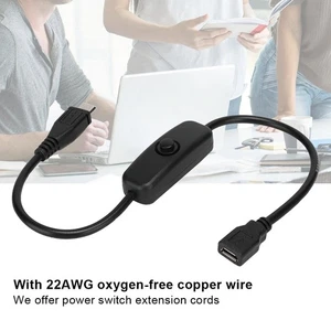 Micro USB Female To Male Extension Cable With 501 Button Switch For Raspberr NEW - Afbeelding 1 van 12
