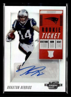 2018 Panini Contenders Optic Braxton Berrios Rookie Ticket Autograph Auto FX119 - Image 1 of 2