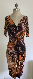 Twiggy for M & S Woman Size 14 Orange Mix Lined Dress - Cruise, Wedding, Party - Picture 1 of 8