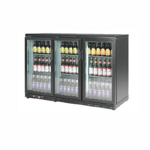 Commercial Back Bar Cooler With Triple Hinged Door-295L-Black-New-DBB-350