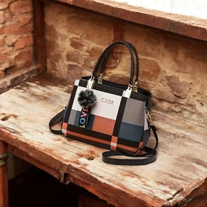 Elegante Bolso de Hombro Estampado de Rejilla con Cierre Magnético, Múltiples Compartimentos - Imagen 1 de 3
