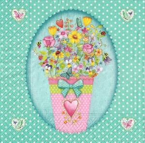 2 servilletas de papel decoupage artesanales mesa de almuerzo/folclore flores ramo corazón 73 - Imagen 1 de 2