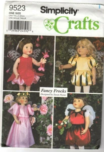 Simplicity 9523 18” Doll Flower Fairy costume Pattern - Picture 1 of 2