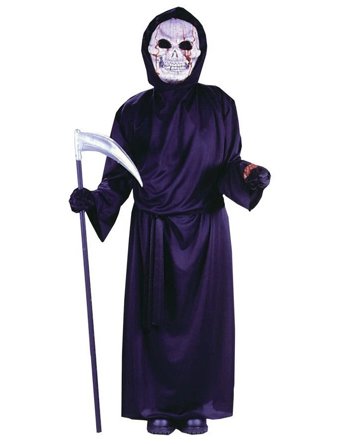 Fun World Bleeding Grim Reaper Halloween Costume BOY M (8-10) Skull Skeleton - Image 1 of 1