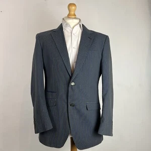William Hunt Boating Blazer Jacket Men's 42R Dark Blue Striped Seersucker - Picture 1 of 14