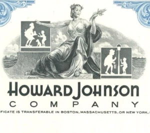 1968 Howard Johnson Stock Certificate Blue - Picture 1 of 3