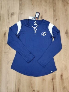 Fanatics Tampa Bay Lightning Women's Large Hockey Style Shirt L NHL Blue New - Picture 1 of 6