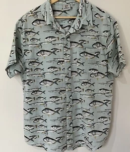 Gondwana Men’s Fish Pattern Dress Shirt Size XL Botton Close - Bild 1 von 8