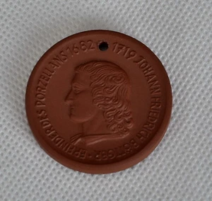 K02 Meissen Porzellan Taler Medaille Anhänger Steinzeug Johann Boettger - Bild 1 von 5