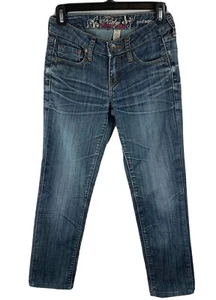 Refuge Womens 2S Flirty Everyday Slim Skinny Jeans Blue Stretch Distressed Denim - Picture 1 of 8
