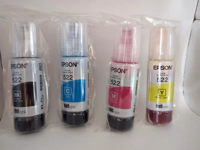 Impresora Epson 522 EcoTank botellas de tinta negras y colores paquete combinado de 4 paquetes BB 7-29 Foto 1 de 4