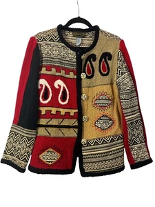 Alex Kim Wandteppichjacke Holz Knopf vorne Stamm/Boho Größe Small - Bild 1 von 6