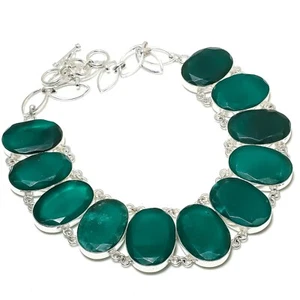 Collar de joyería de plata de ley 925 hecho a mano con piedras preciosas de esmeralda de Zambia para regalo - Imagen 1 de 6