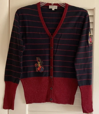 CÁRDIGAN MUJER MONDI AZUL MARINO/ROJO CEREZA MEZCLA LANA METALIZADA MANGA LARGA CUELLO EN V Foto 1 de 4