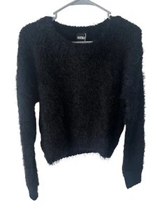 Katie J NYC Tween Girls Juniors Feather Knit Sweater Long Sleeve Black Large NEW - Picture 1 of 9