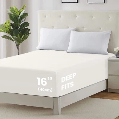 Sábana bajera King Size 16” bolsillo profundo fácil cuidado transpirable sábanas elásticas Foto 1 de 4