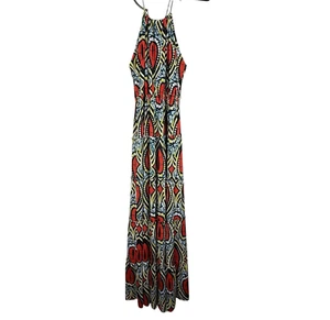 T Bags Los Angeles Maxi Dress Geometric Print Red Yellow Venezia Size Small - Picture 1 of 16