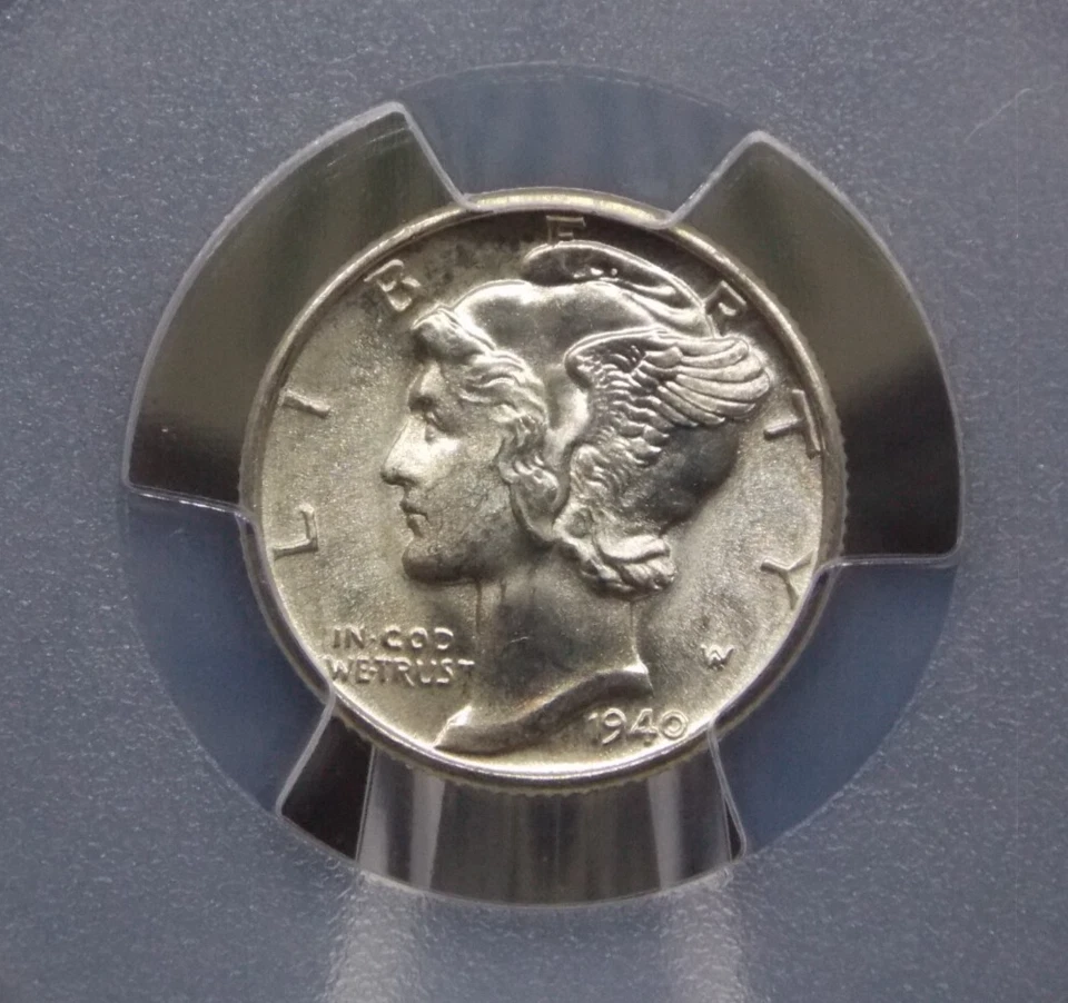 1940 "P" Mercury SILVER Dime 10c PCGS MS67 FB #308 *FULL BANDS* Gem BU Unc ECC&C - Image 1 of 4