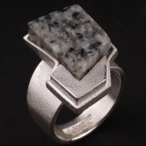 LAPPONIA Sterling Ring mit Granit. Bogart. FINNLAND. Björn Weckström. I8. 1986 - Bild 1 von 5
