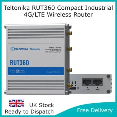 Teltonika RUT360 Rugged 4G LTE Cat 6 Industrial Wireless WiFi Router Unlocked - Image 1 of 4