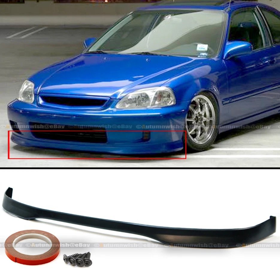 Fits 99-00 Honda Civic 2DR 3DR 4DR JDM Polyurethane T-R Style Front Bumper Lip Foto 1 de 1