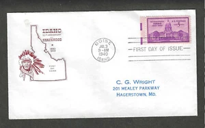 #896 3c IDAHO ISSUE FDC-BOISE,IDAHO JUL 3-1940 FARNAM CACHET - Picture 1 of 1