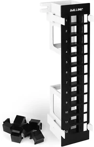 Iwillink Blank 12-Port Keystone Patch Panel with 89D Wall Mount Bracket, Versati - Picture 1 of 12