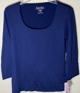 Wpmens Peck & Peck Essential NWT Blue Stretch Long Sleeve Blouse Size Small - Picture 1 of 5