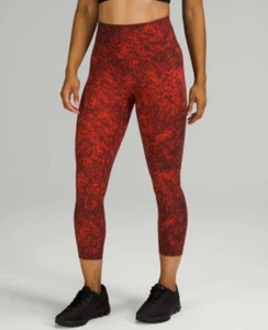 Lululemon Wunder Train Sz 20 High Rise 25" Leggings Autumn Red Black Denim Wash - Picture 1 of 7