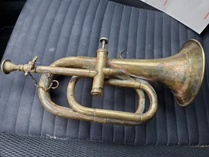 old valved Buglehorn bersag horn military bugle (?) Mon Couturier Pelisson Paris - Picture 1 of 12