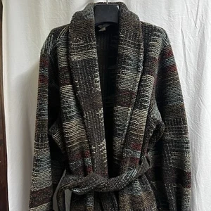 Bata Larga Sherpa Vintage Woolrich Marrón Patrón Navajo Talla M/L Azteca Suroeste - Imagen 1 de 10