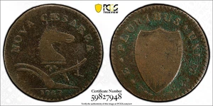 1787 NEW JERSEY 1/2 Penny-Cooper Token Spring Abowe Plow BN PCGS F-Details - Picture 1 of 4