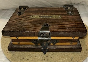 Antique Mid-Century Spanish Wood-Carved Book Shape Keepsake Box - Steel Hinges - Picture 1 of 16