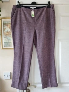 Boden Size 20 Regular Trousers Occasion Purple Jaquard New - Picture 1 of 8