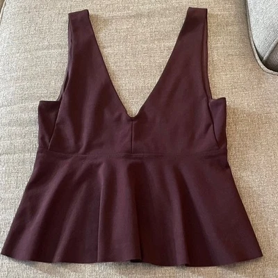 Тишина + шум сливы глубокий V пеплум верх - размер средний вечеринки Топ - Изображение 1 из 4