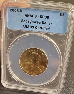 2008-D US Sacagawea $1 Dollar ANACS Certified SP69 Satin Proof - Image 1 of 4