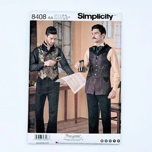 Mens Vest Sewing Pattern Uncut Simplicity 8408 Single Double Breasted Sz 38-44 - Picture 1 of 4