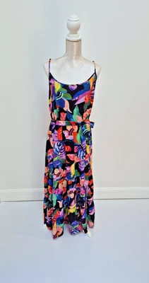 City Chic Black & Multicoloured Floral Long Summer Dress Size Large VGC - Image 1 of 4