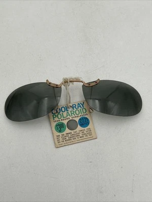 Gafas de sol vintage Cool Ray Polaroid dorado metal gris lentes sin montura con clip - Nuevas de Lote Antiguo Foto 1 de 4