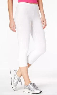 Leggings capri de algodón de tiro medio blancos grandes Hue Style U17981 para mujer Foto 1 de 4