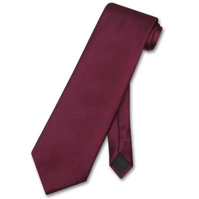 Vesuvio Napoli NeckTie Solid BURGUNDY Color Mens Neck Tie - Image 1 of 2