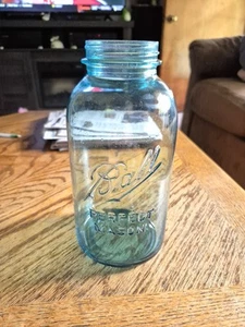 Vintage Ball Perfect Mason glass half gallon jar aqua #7 1923-1933 - Picture 1 of 3