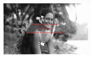 Tahiti, RPPC, Pretty Polynesian woman - Picture 1 of 2