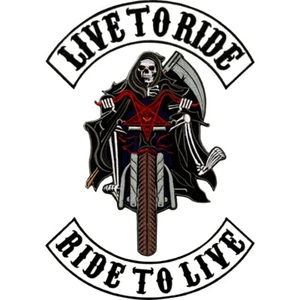 Biker Grandi Toppe Ricamate Razziatore Morte Moto Live to Ride Lone Rider MC - Foto 1 di 6
