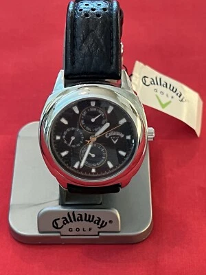 全新 复古 CALLAWAY 高尔夫 CY-2068 男式手表 ~ 皮革表带 带全新电池! — 第 1/4 张图片