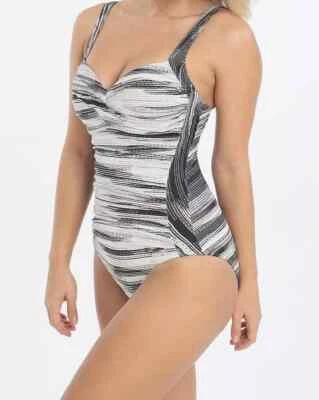 Traje de baño Sunseeker permite obtener físico talla 16 F control abdominal acolchado negro blanco Foto 1 de 4