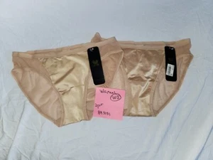 NWT VTG Lot of 2 S Wacoal Panties Sheer Mesh Satin Bikini 843151 Nude W2 - Picture 1 of 11