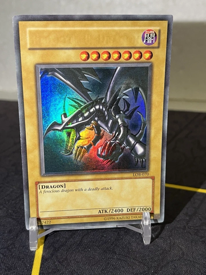 RARE Yugioh Red Eyes Black Dragon LOB-070 Holo Bleed, Holo Shift & Missing Name - Image 1 of 4