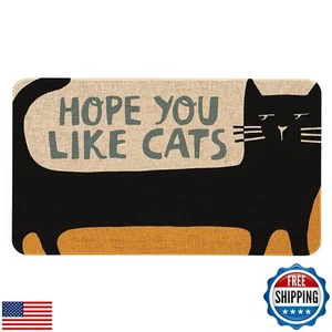 Roszwtit Cat Front Door Mat 30 X 17 Inch Black Cat Doormat Indoor Outdoor Fun - Picture 1 of 5