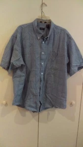 IZOD Herren Kurzarm Button Down Hemd Baumwolle blau kariert Größe XXL - Bild 1 von 3